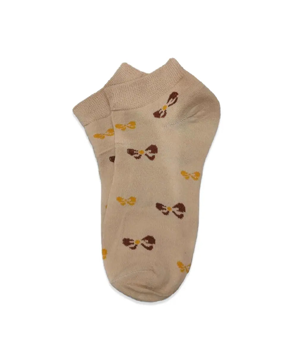 Cute Ribbon Print Women's Ankle Socks(Pack Of 5)