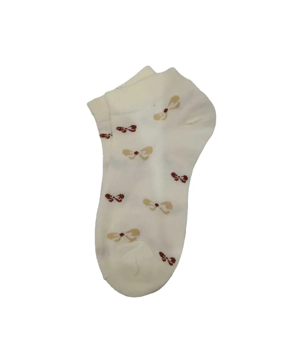 Cute Ribbon Print Women's Ankle Socks(Pack Of 5)