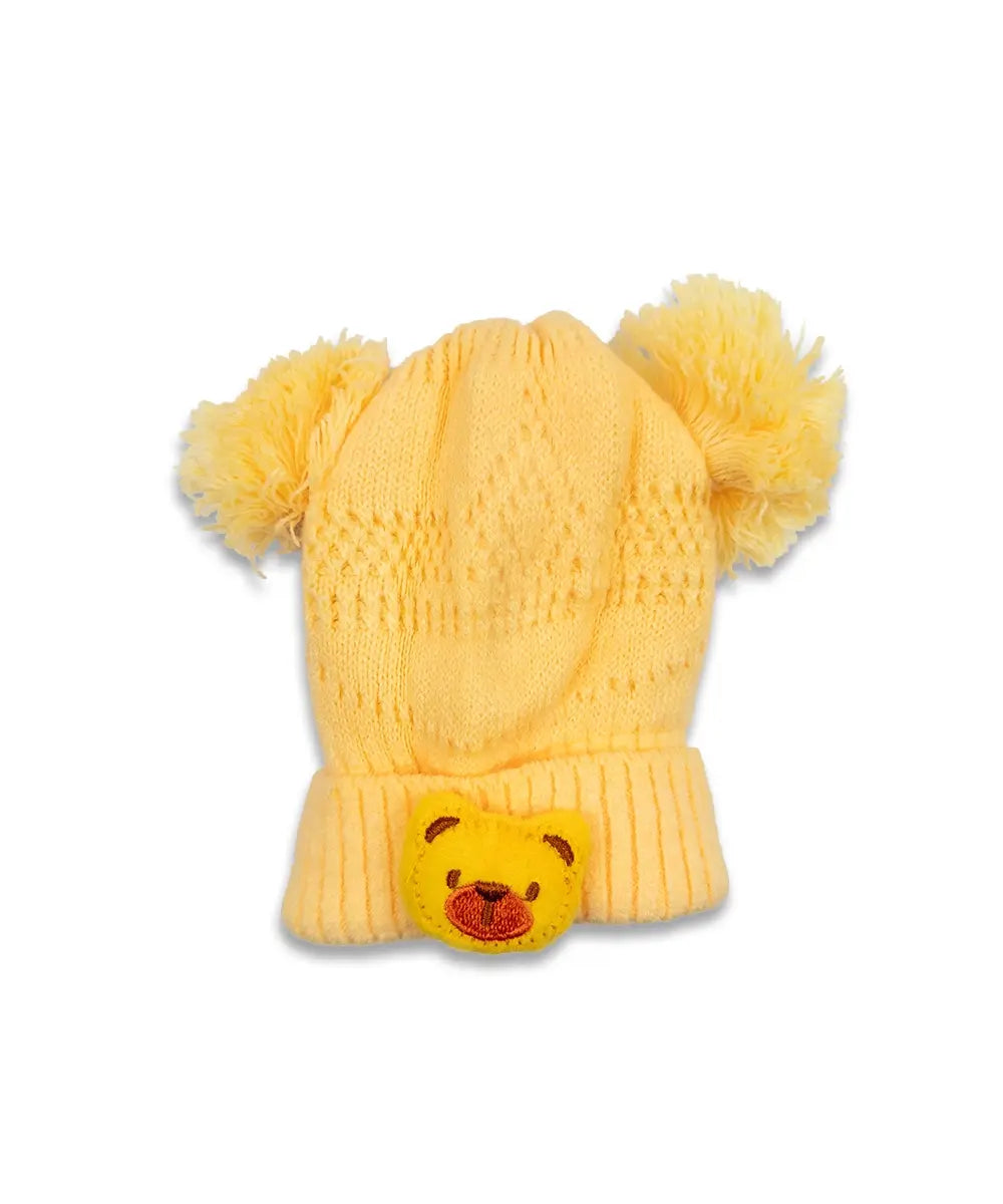 Boys Bear Pom Baby Cap