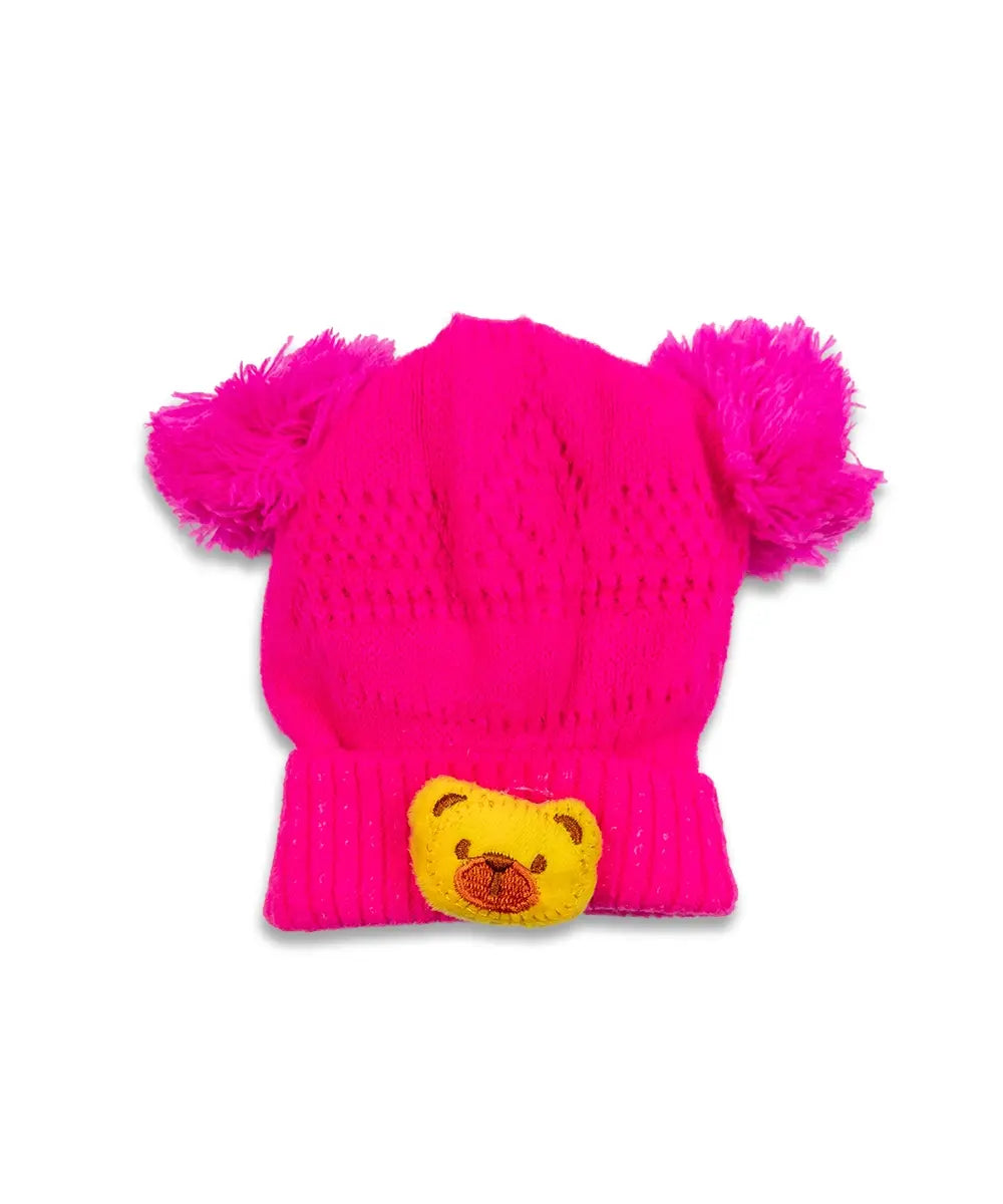 Boys Bear Pom Baby Cap