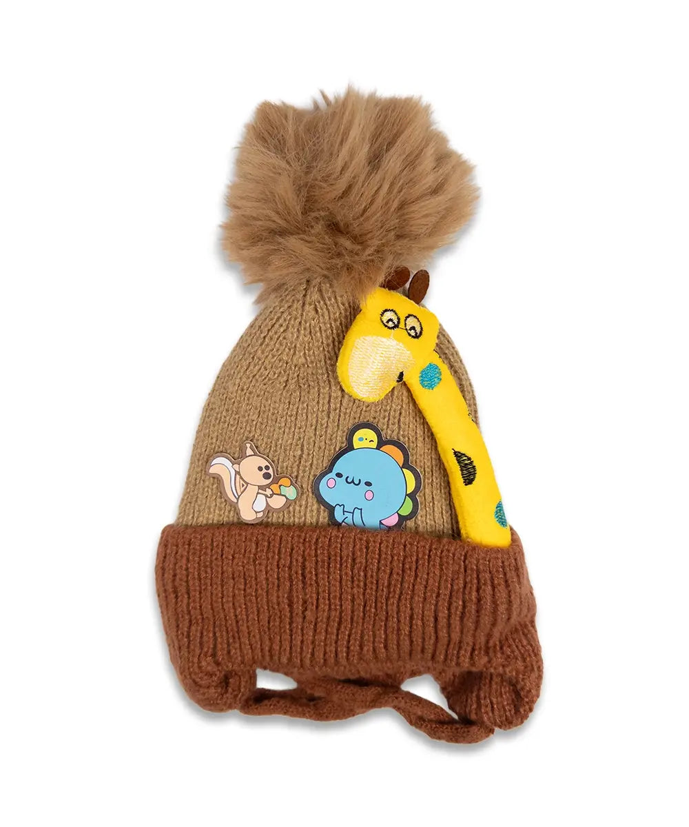 Boys Giraffe Pom Baby Cap