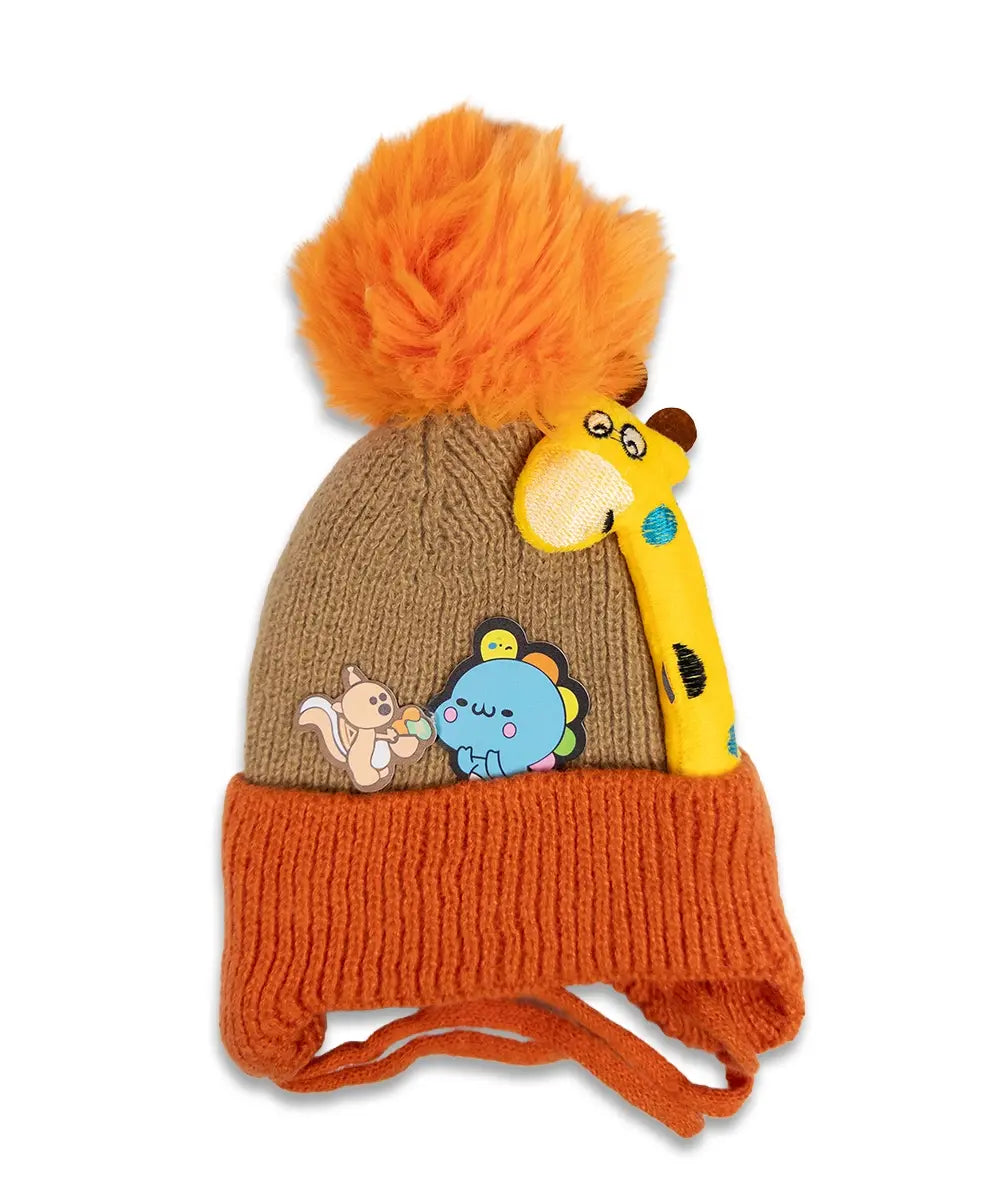 Boys Giraffe Pom Baby Cap