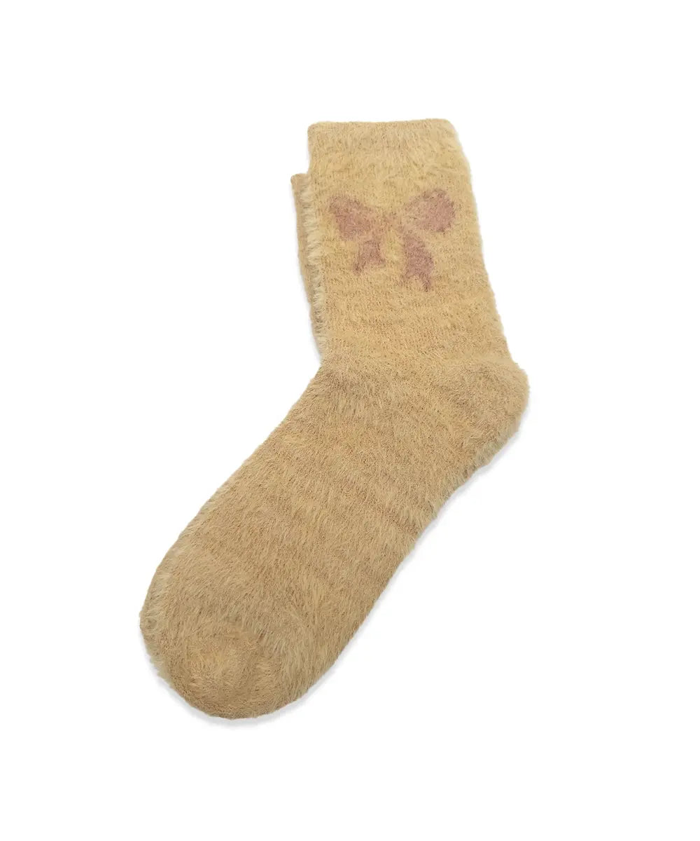 Bow & Fuzzy Women's Socks 1 Pair