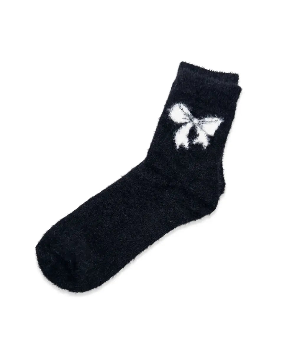 Bow & Fuzzy Women's Socks 1 Pair