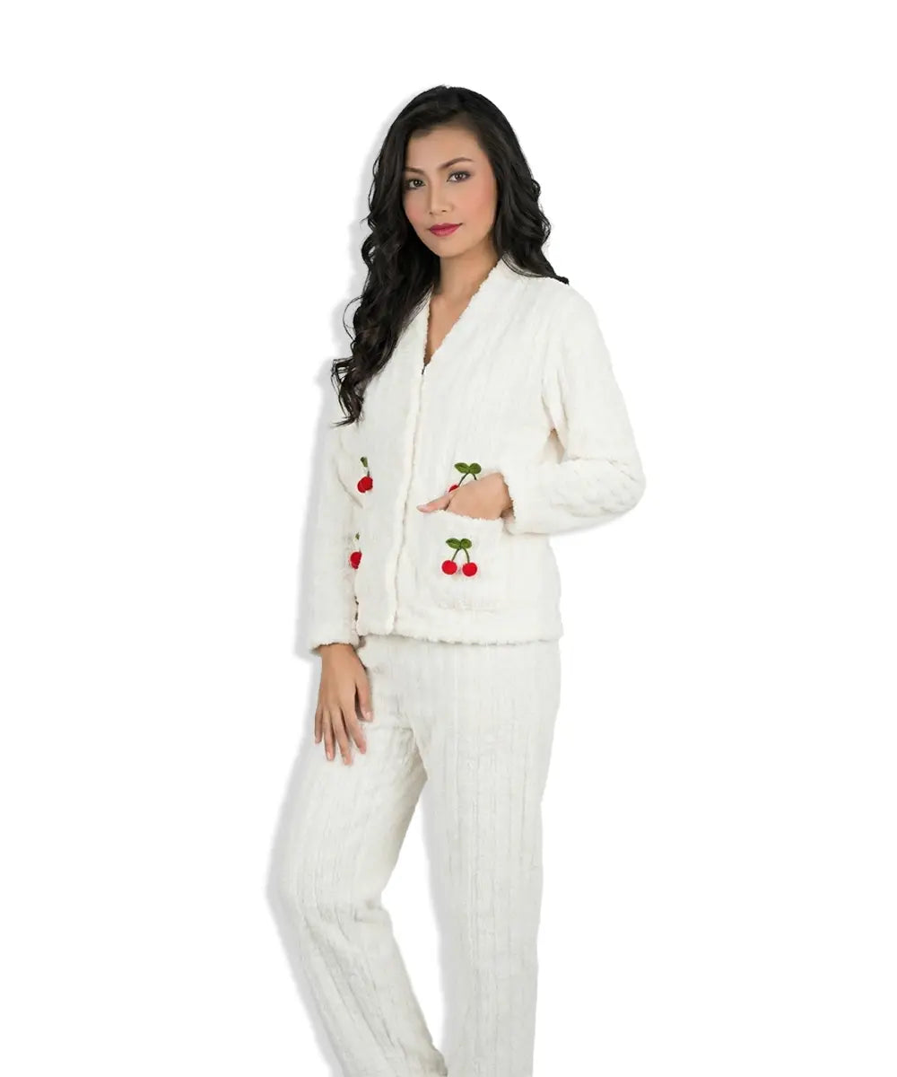 Cream & Cherry Night Suit