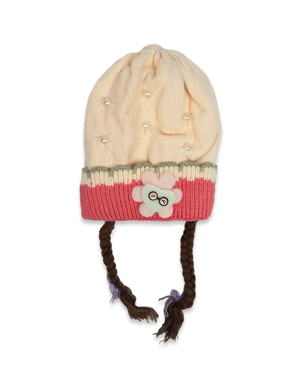 Girls Pearl Braided Cozy Cap