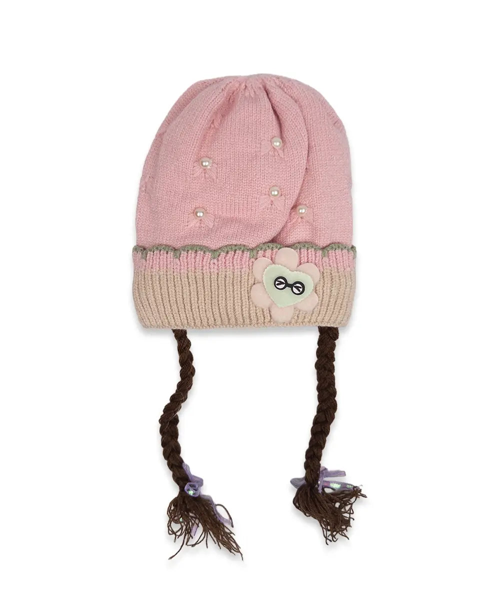 Girls Pearl Braided Cozy Cap