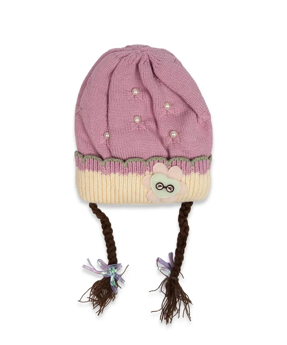 Girls Pearl Braided Cozy Cap