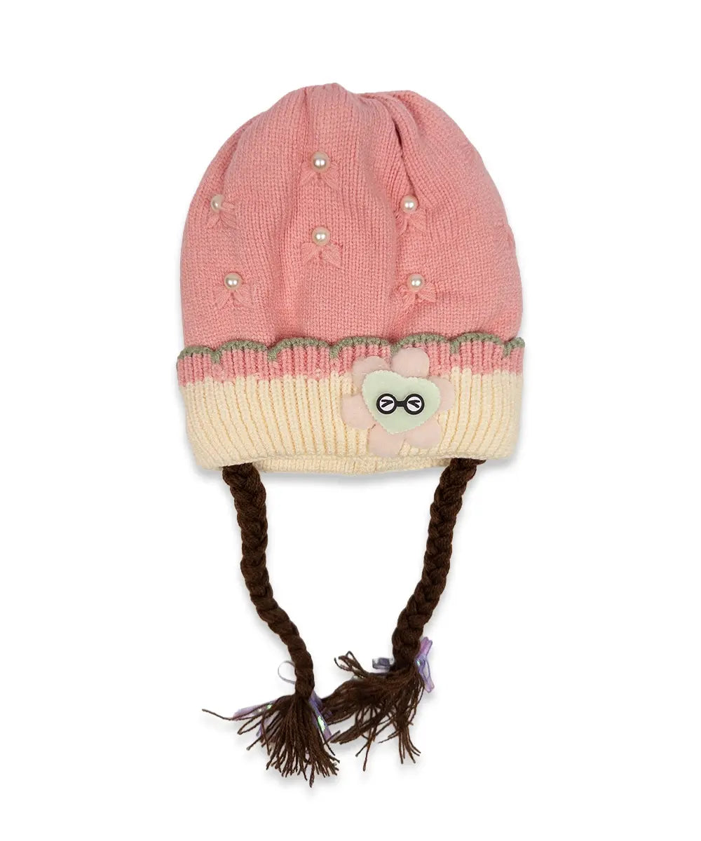 Girls Pearl Braided Cozy Cap