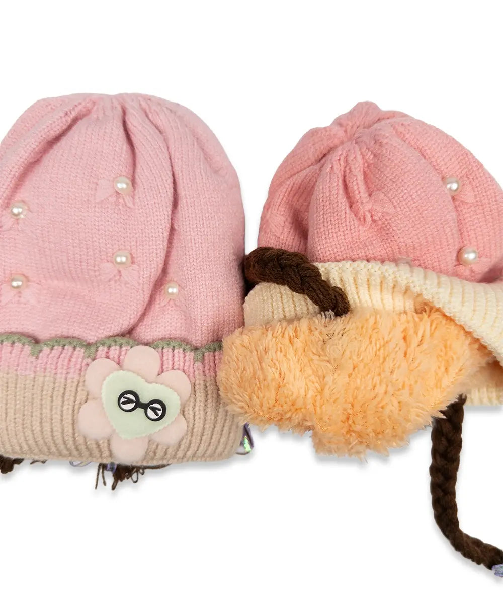 Girls Pearl Braided Cozy Cap