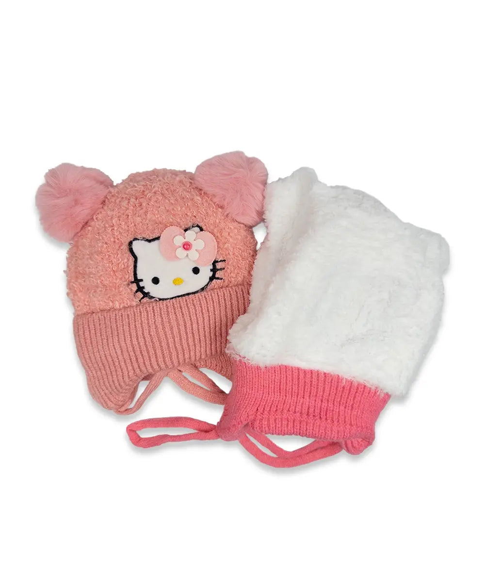 Girls Hello Kitty Fuzzy Ear Hat
