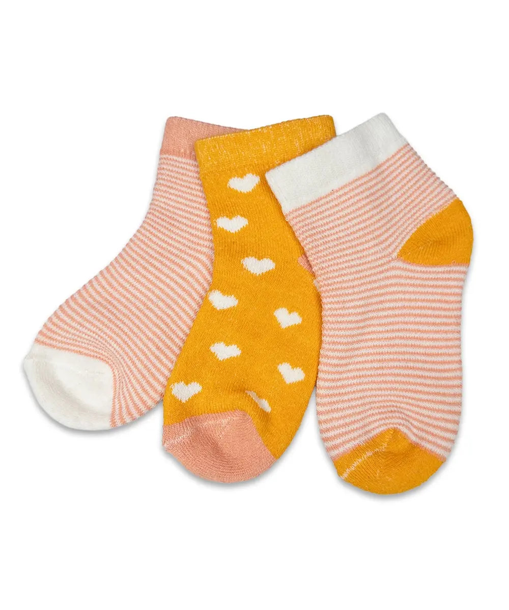 Sweet Hearts & Stripes Towel Socks -  Girls 3-Pack