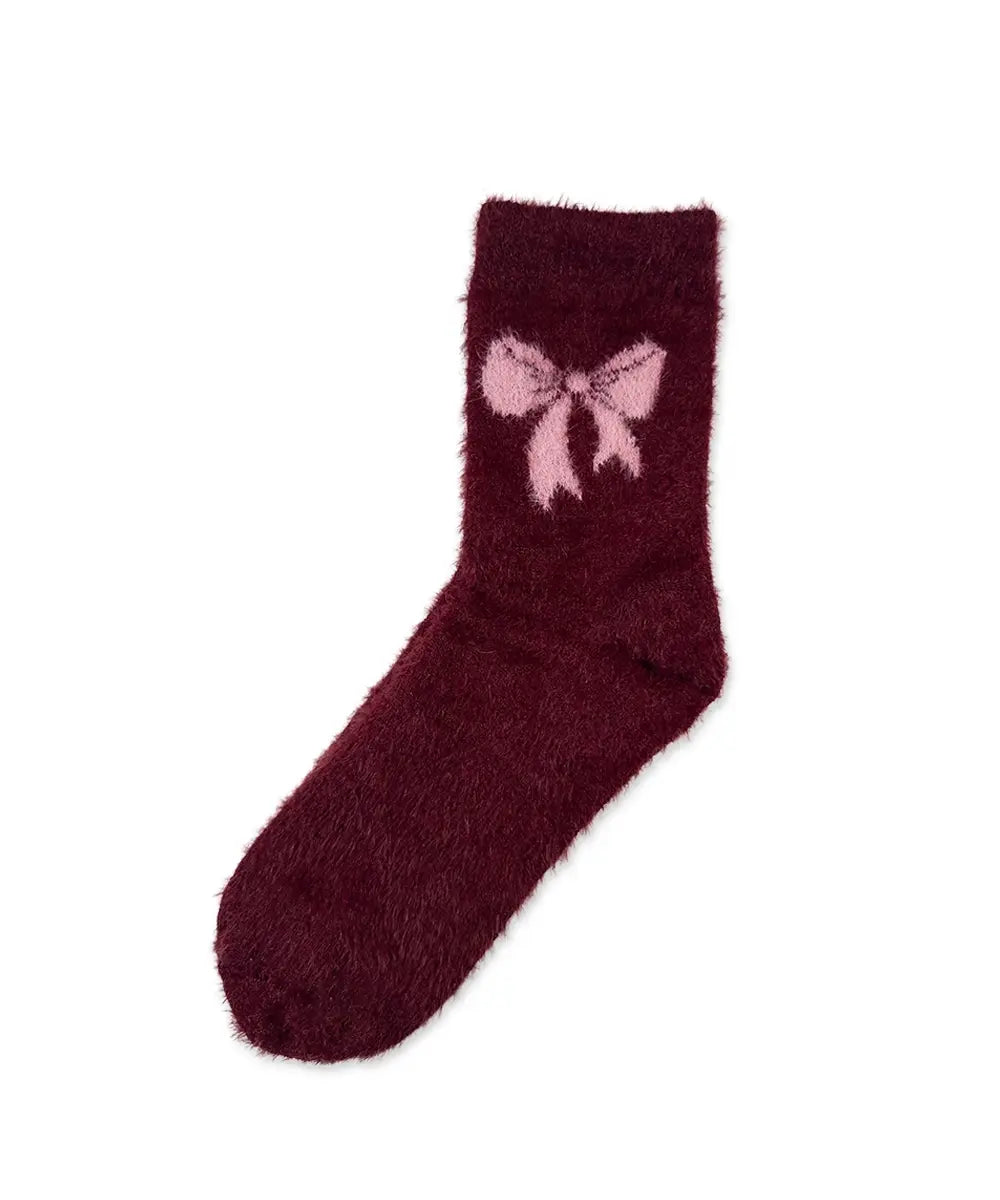 Bow & Fuzzy Women's Socks 1 Pair