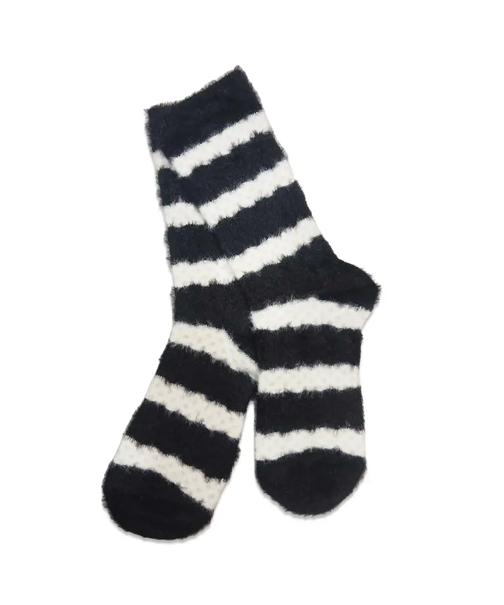 Women's Cozy Fuzzy Striped Crew Socks - 1 Pair