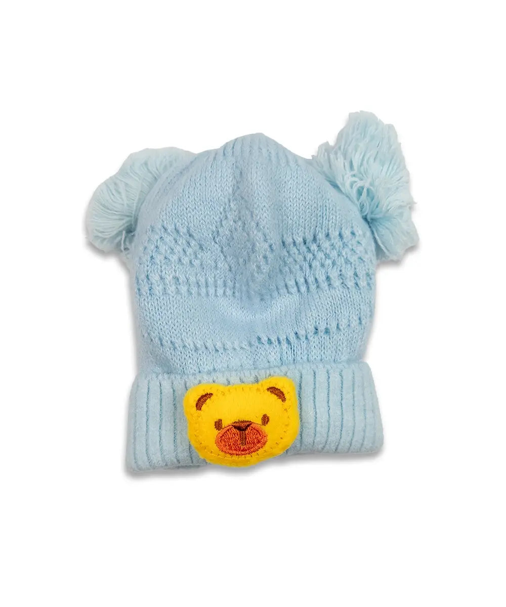 Boys Bear Pom Baby Cap