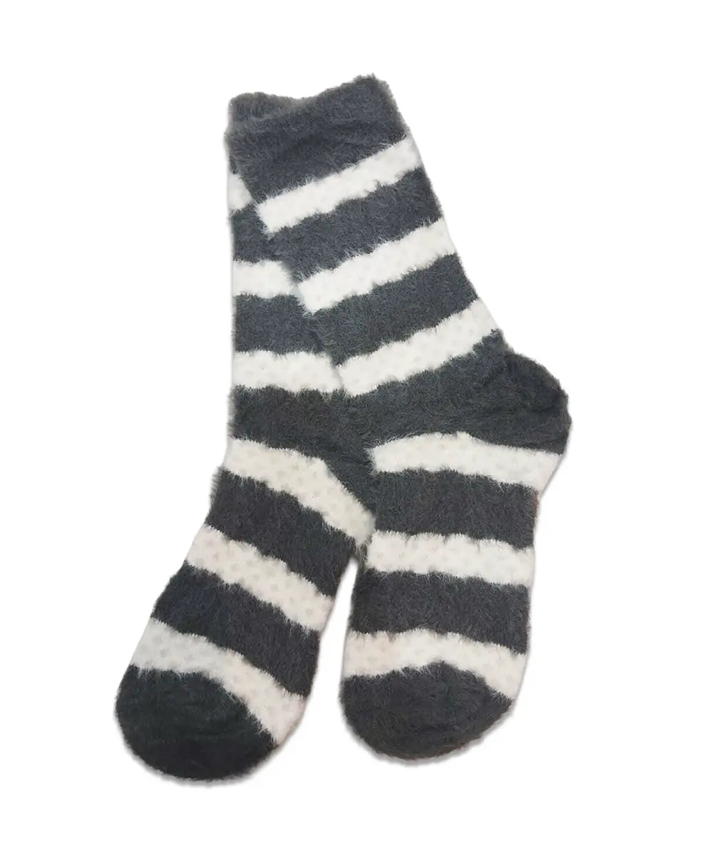 Women's Cozy Fuzzy Striped Crew Socks - 1 Pair