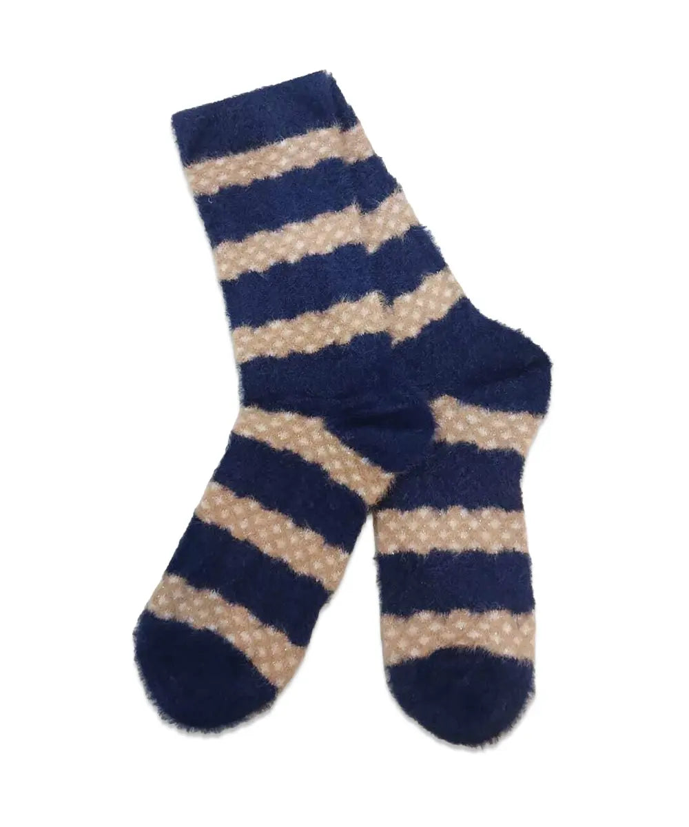 Women's Cozy Fuzzy Striped Crew Socks - 1 Pair