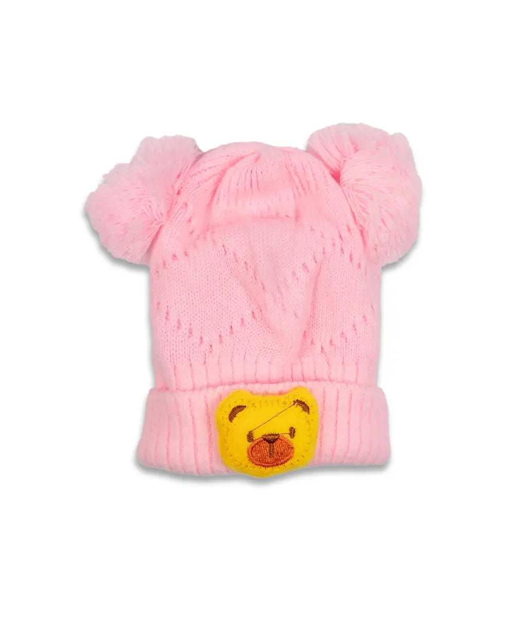Boys Bear Pom Baby Cap