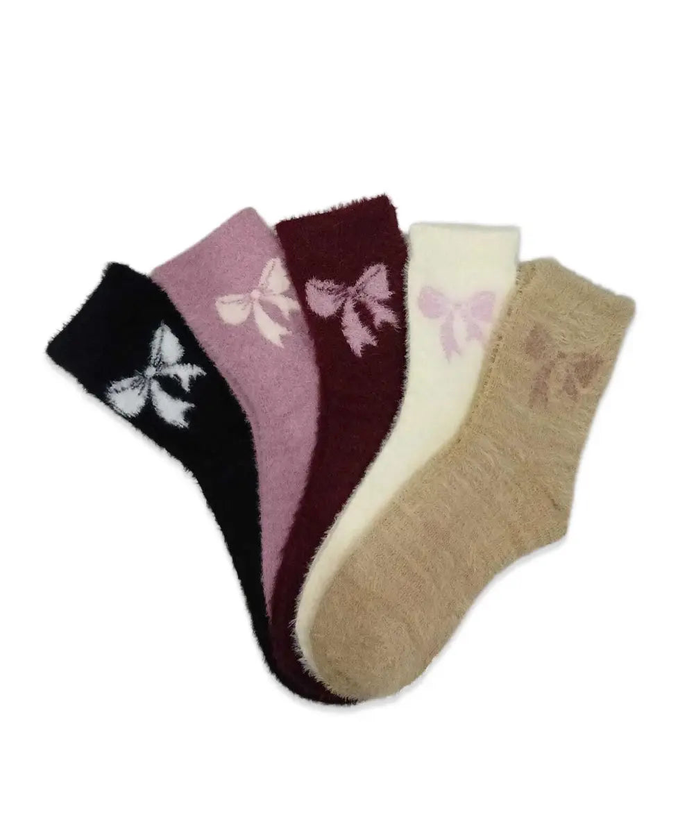 Bow & Fuzzy Women's Socks 1 Pair