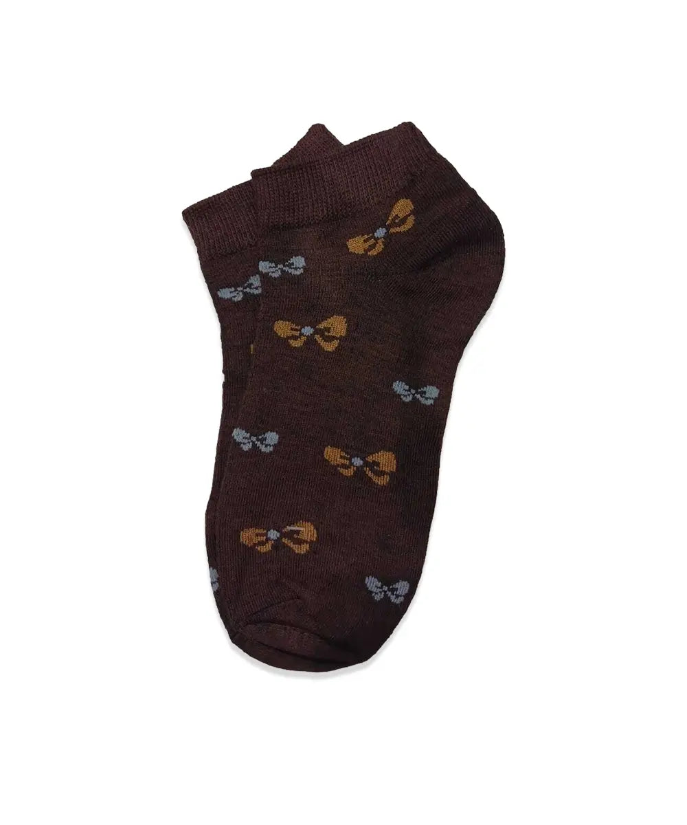 Cute Ribbon Print Women's Ankle Socks(Pack Of 5)