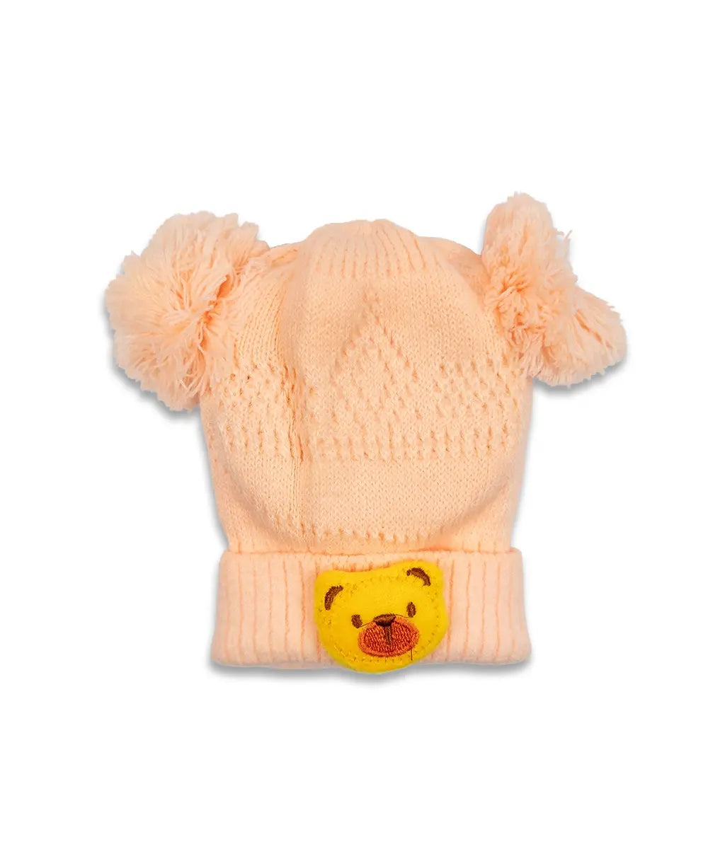 Boys Bear Pom Baby Cap