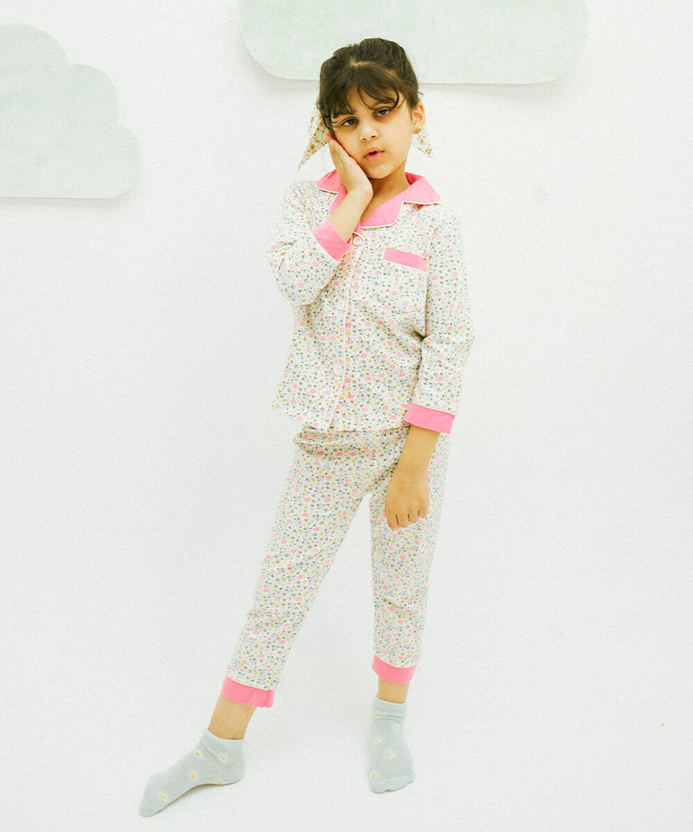 Bloomy Dreams Button Down Night Suit