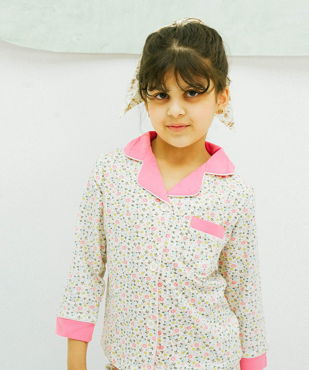 Bloomy Dreams Button Down Night Suit