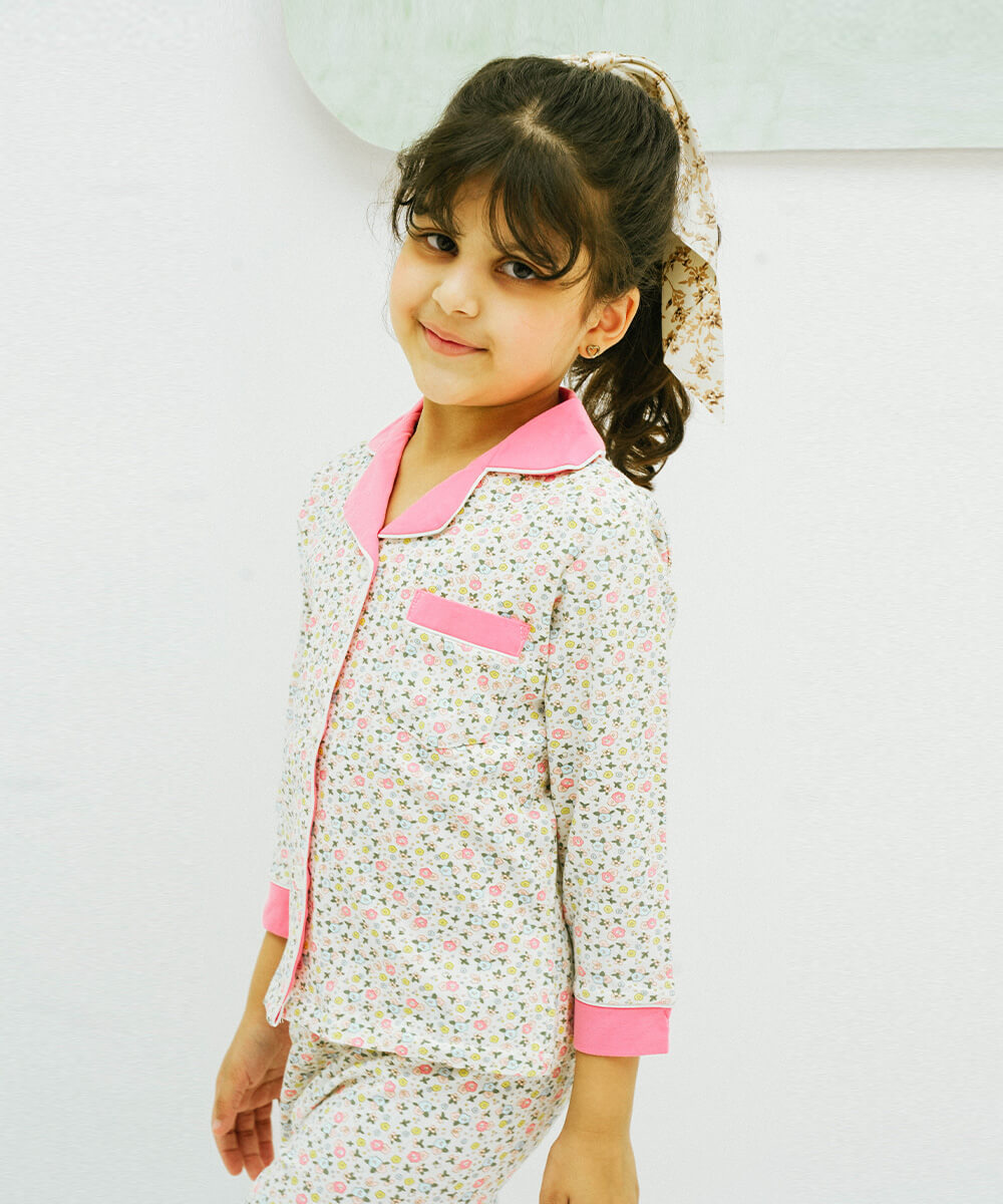 Bloomy Dreams Button Down Night Suit