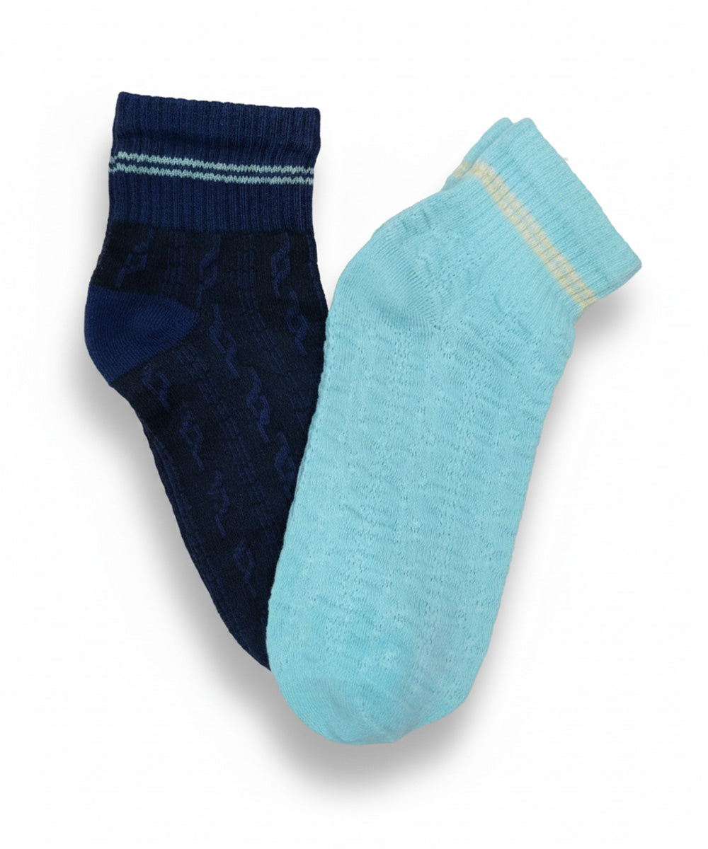 Blue Horizon Contrast Ankle Socks Pack of 2