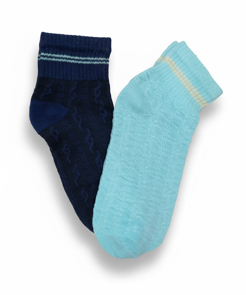 Blue Horizon Contrast Ankle Socks Pack of 2