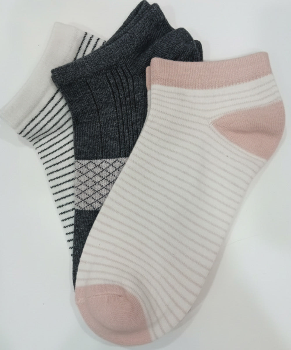 Chic Pattern Mix Ankle Socks Pack of 3