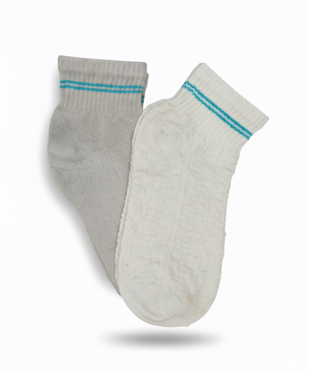 Classic Dual Stripe Ankle Socks Pack of 2