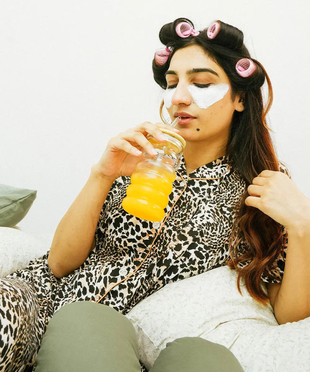 Classic Leopard Print Button Down Nightsuit