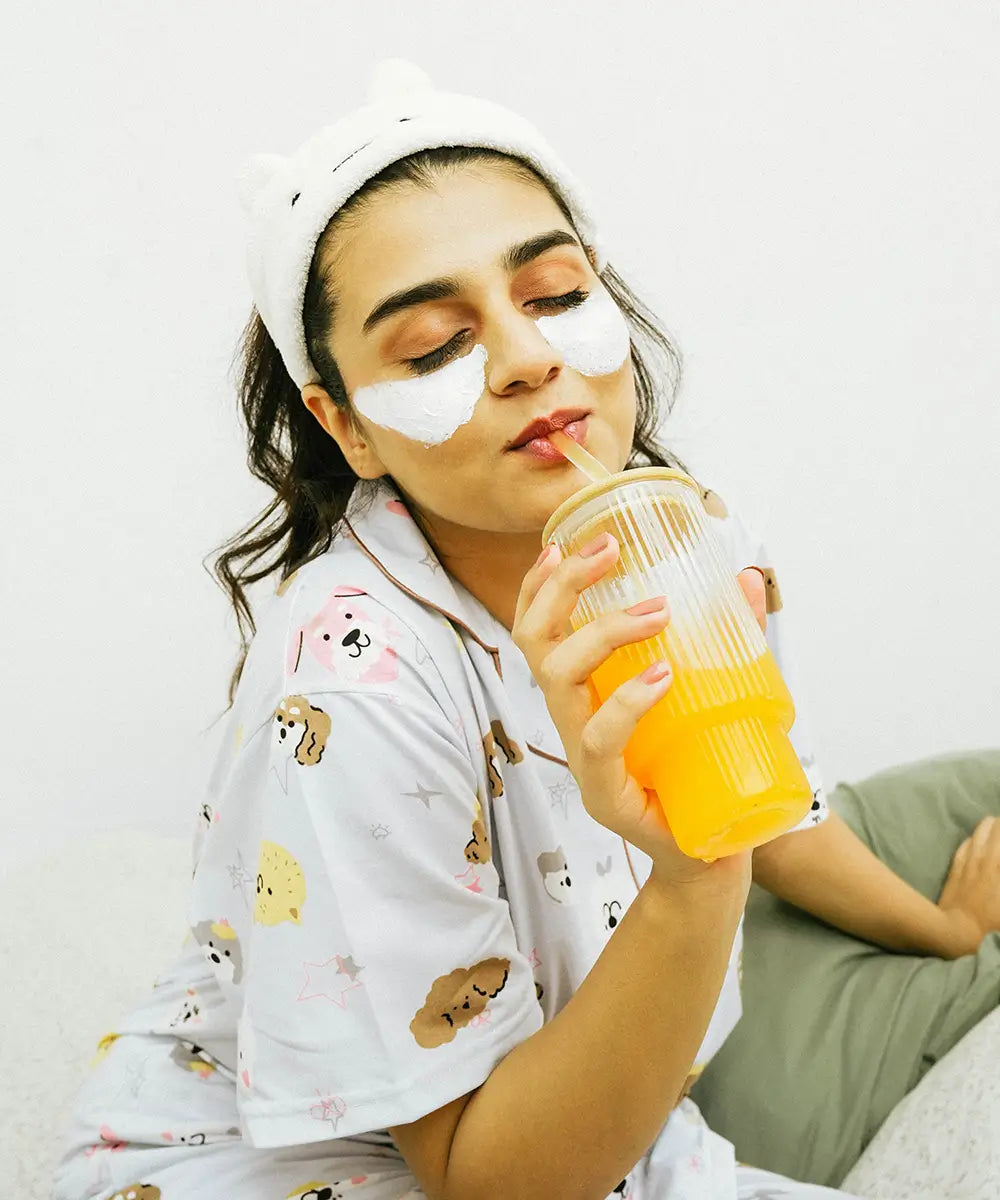 Cute Puppy Print Button Down Nightsuit