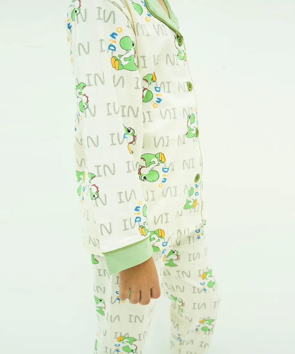 Dino Fun Button Down Night Suit
