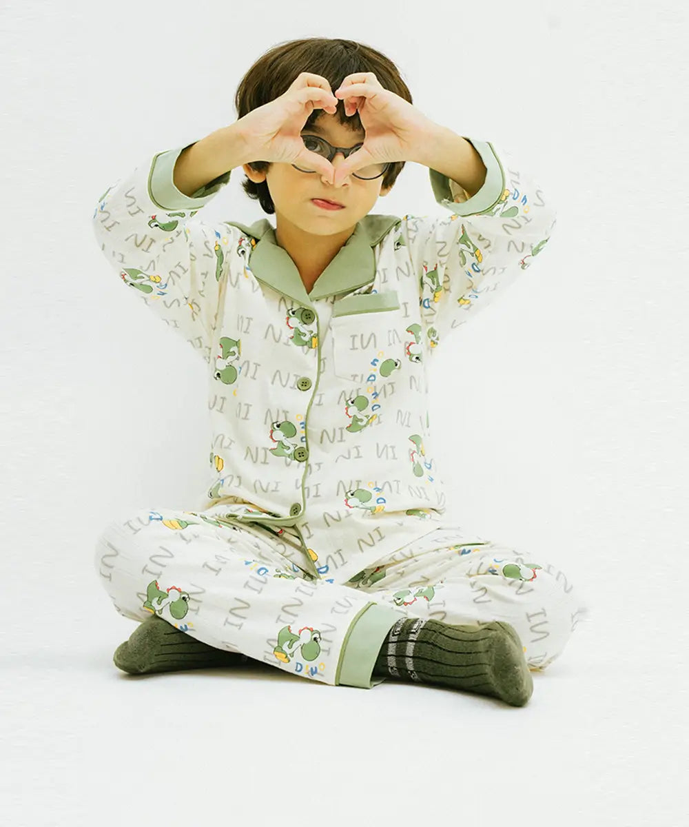 Dino Fun Button Down Night Suit