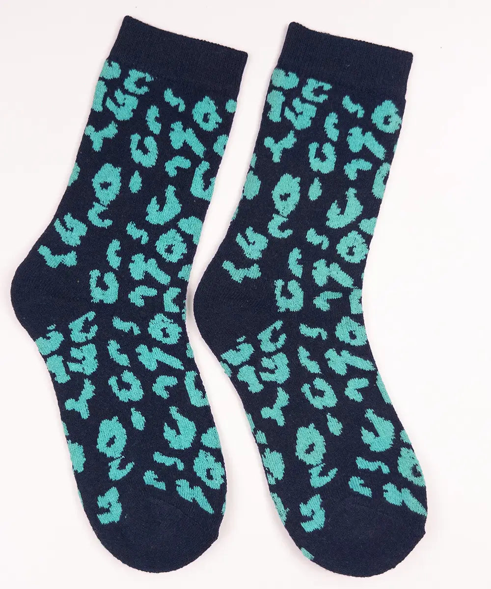 Electric Teal Leopard Crew