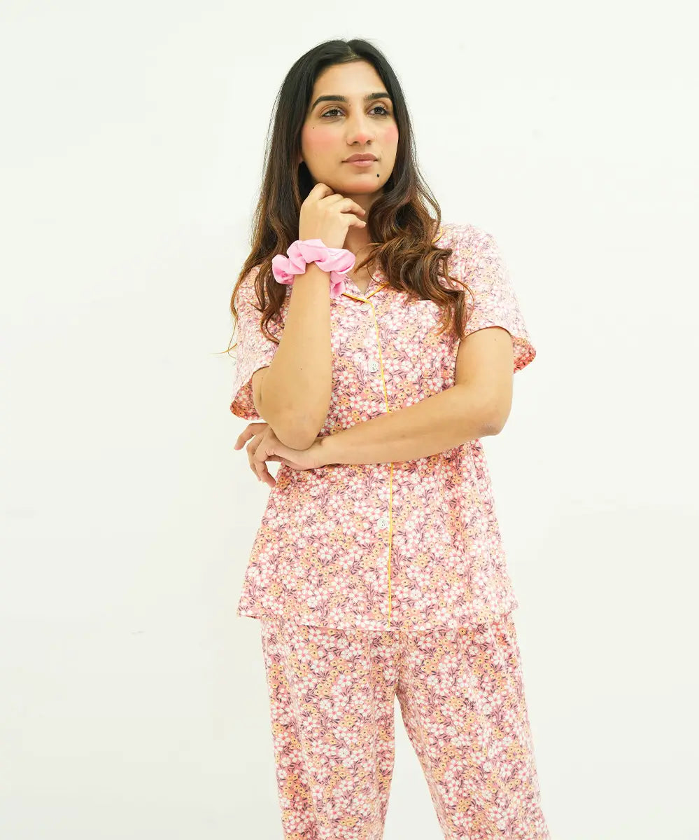 Floral Button Down Nightsuit