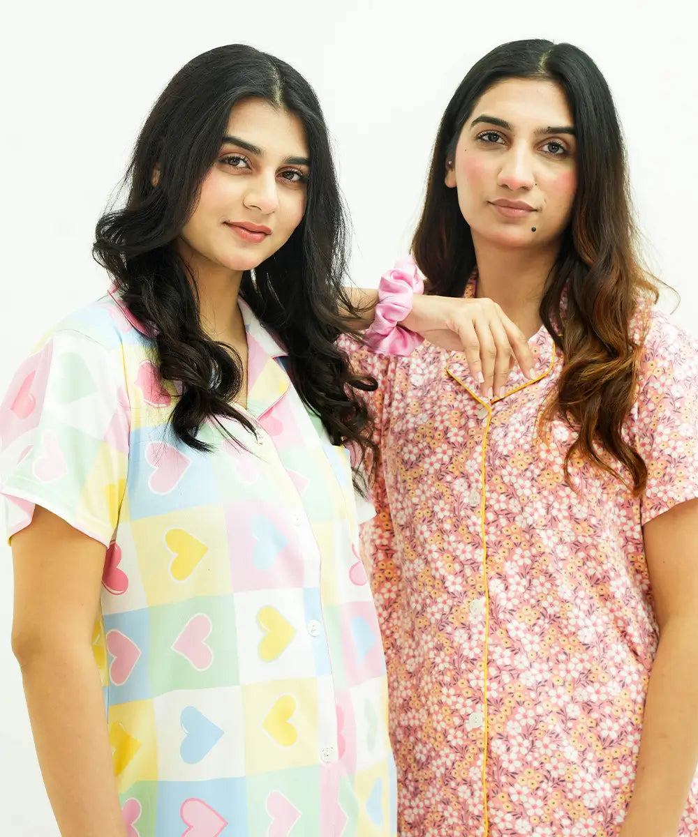 Floral Button Down Nightsuit