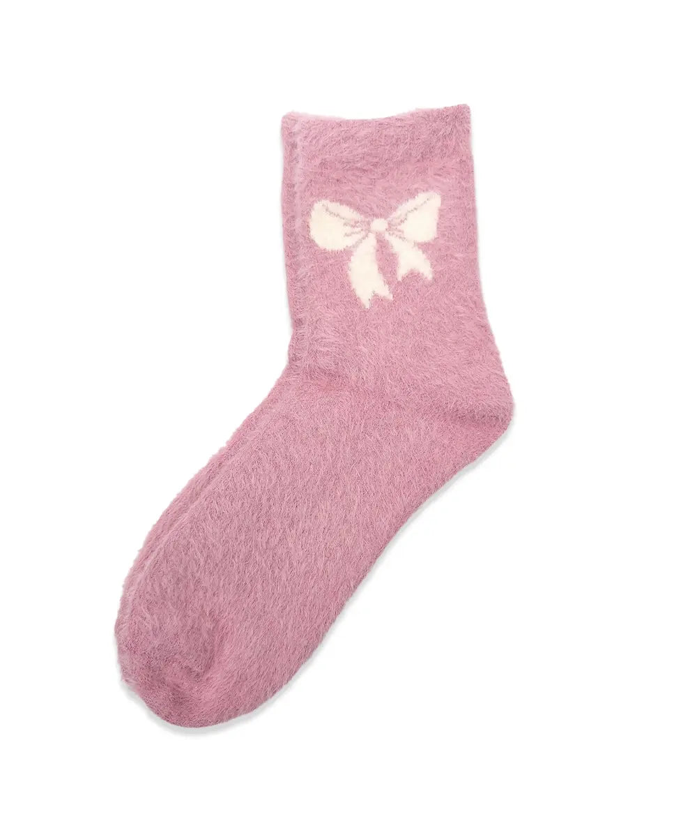 Bow & Fuzzy Women's Socks 1 Pair