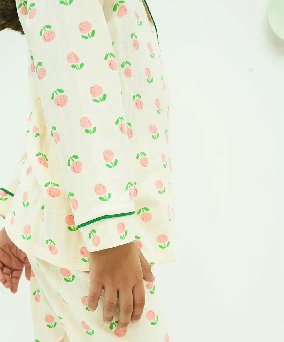 Peachy Bliss Button Down Night Suit