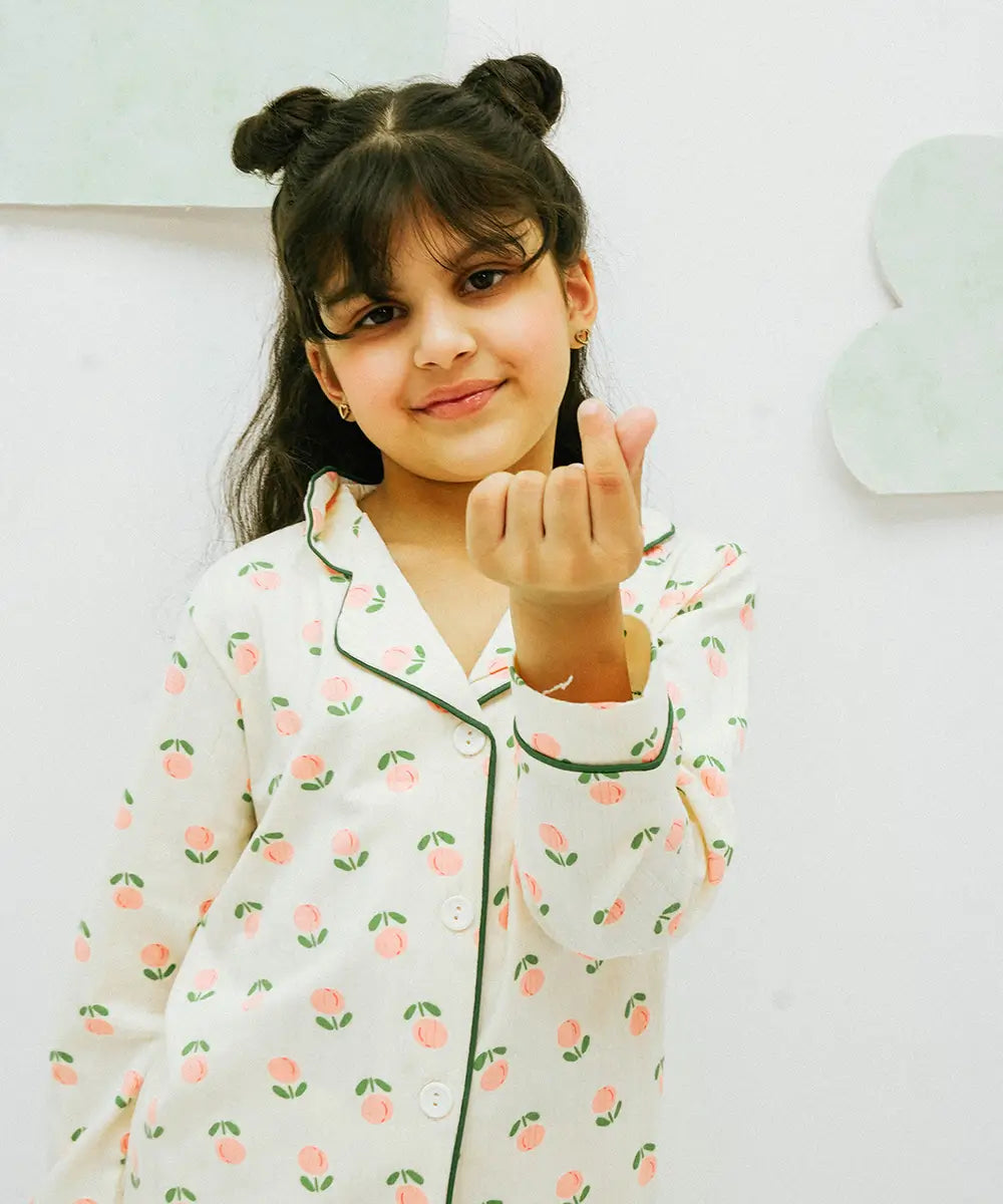 Peachy Bliss Button Down Night Suit