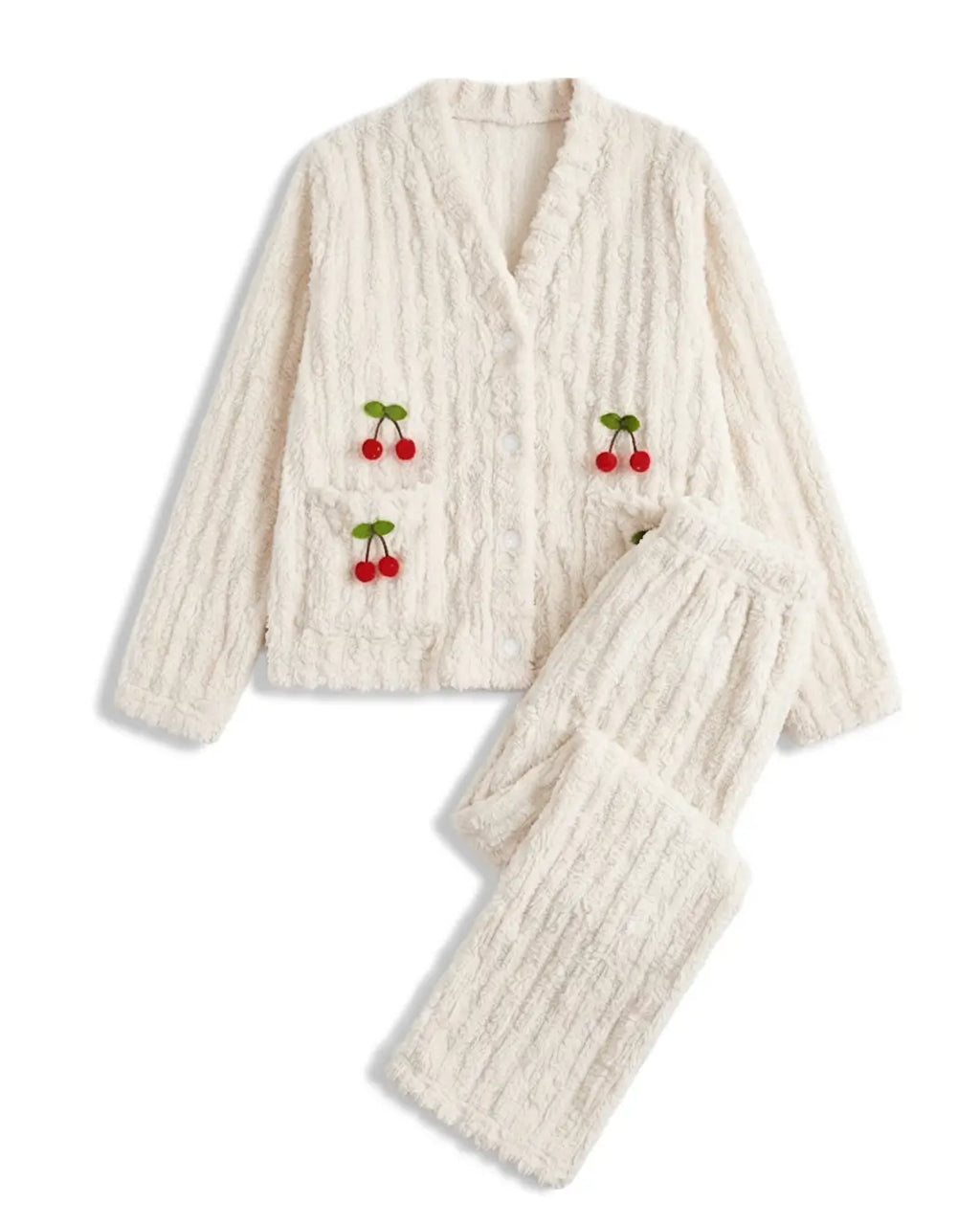 Cream & Cherry Night Suit